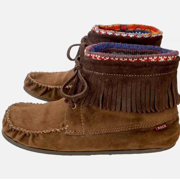 ROCK & CANDY SHAKEY FAUX SUEDE MOCCASINS ANKLE BOOTS SLIP ONS SHOES WOMENS 8 - Picture 4 of 13